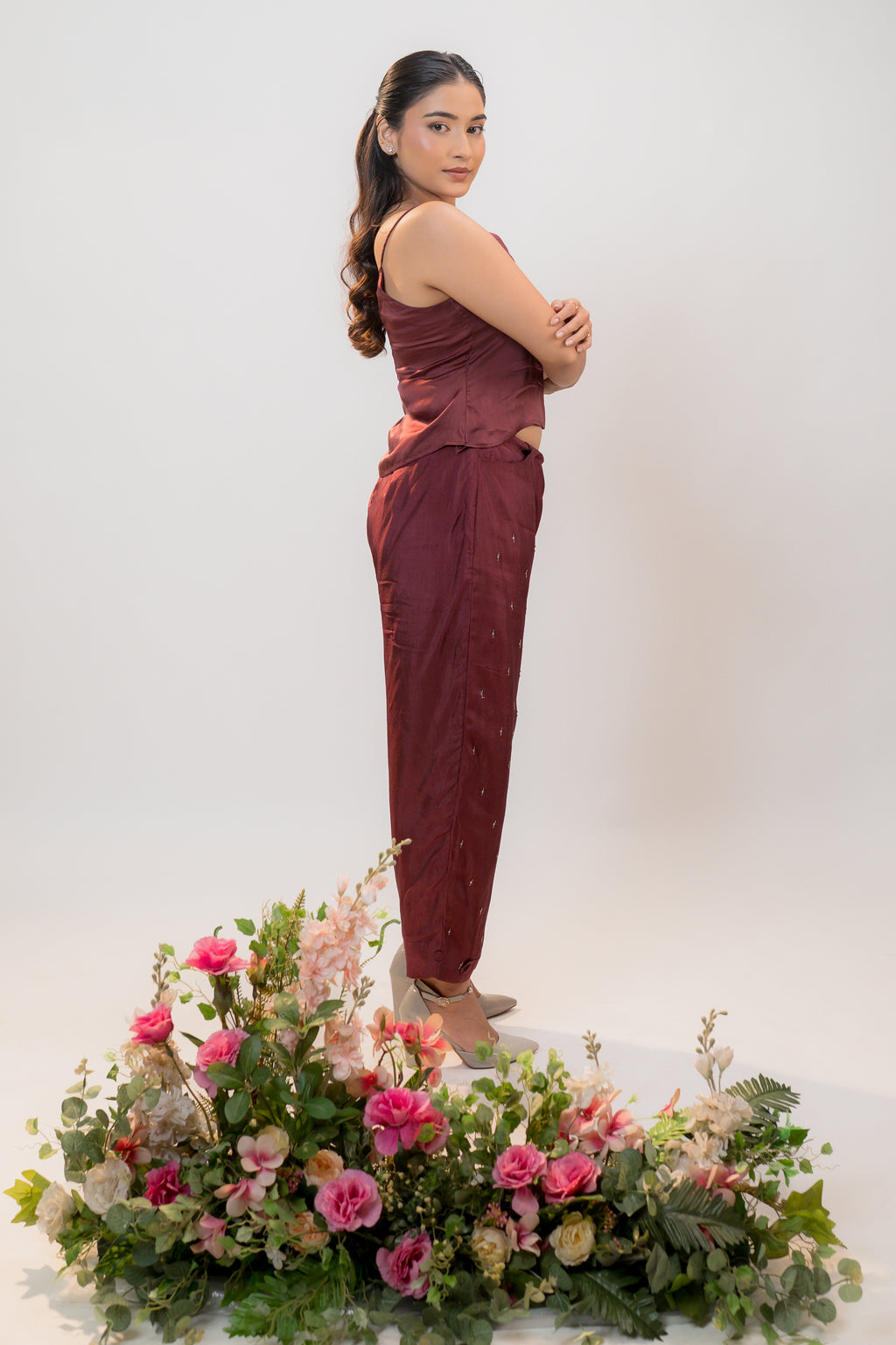 CLEO — Barrel Pant in Deep Burgundy