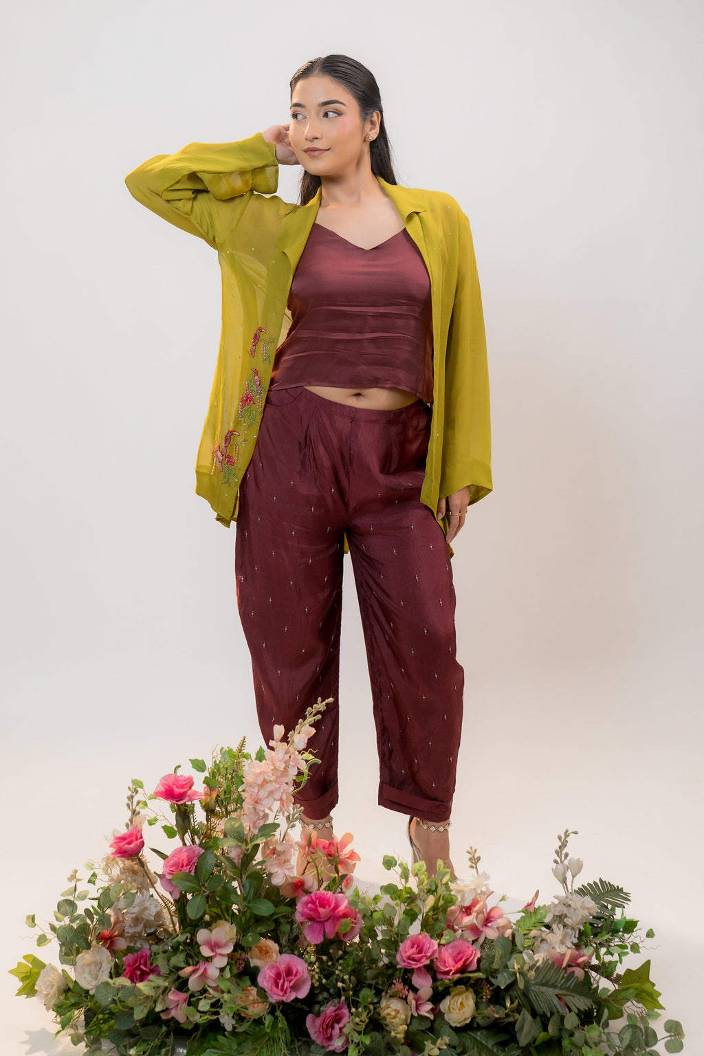 SORA — Mid-Length Jacket in Warm Olive