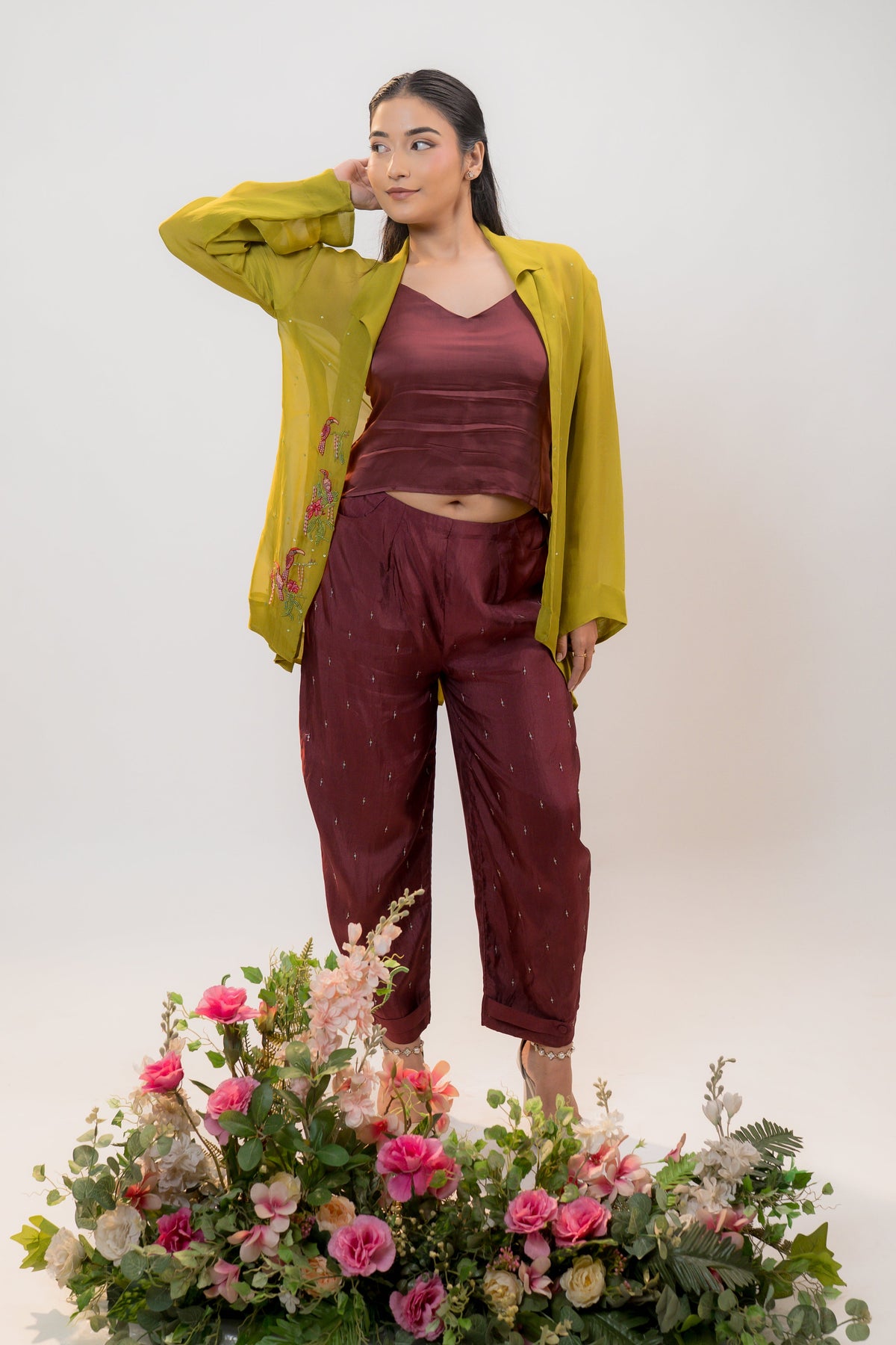 SORA — Mid-Length Jacket in Warm Olive