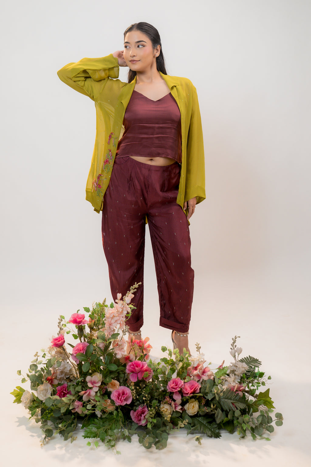 CLEO — Barrel Pant in Deep Burgundy