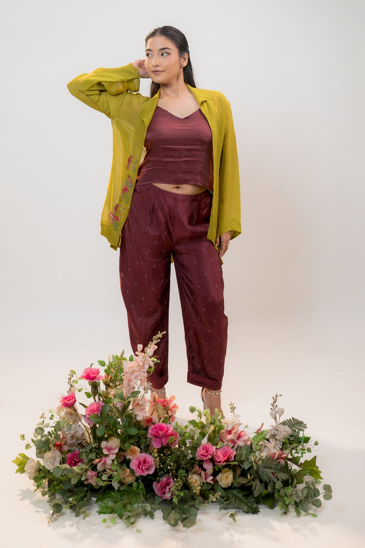 CLEO — Barrel Pant in Deep Burgundy