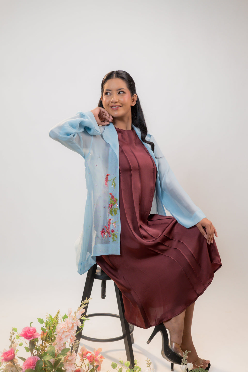 SORA — Mid-Length Jacket in Blue Frost