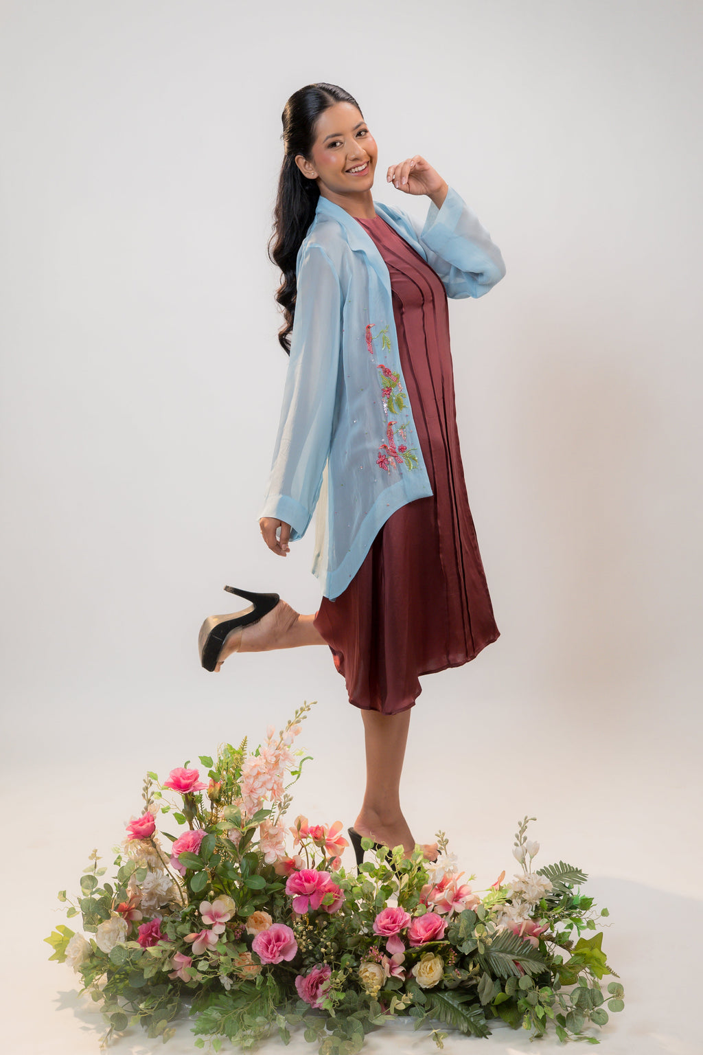 SORA — Mid-Length Jacket in Blue Frost