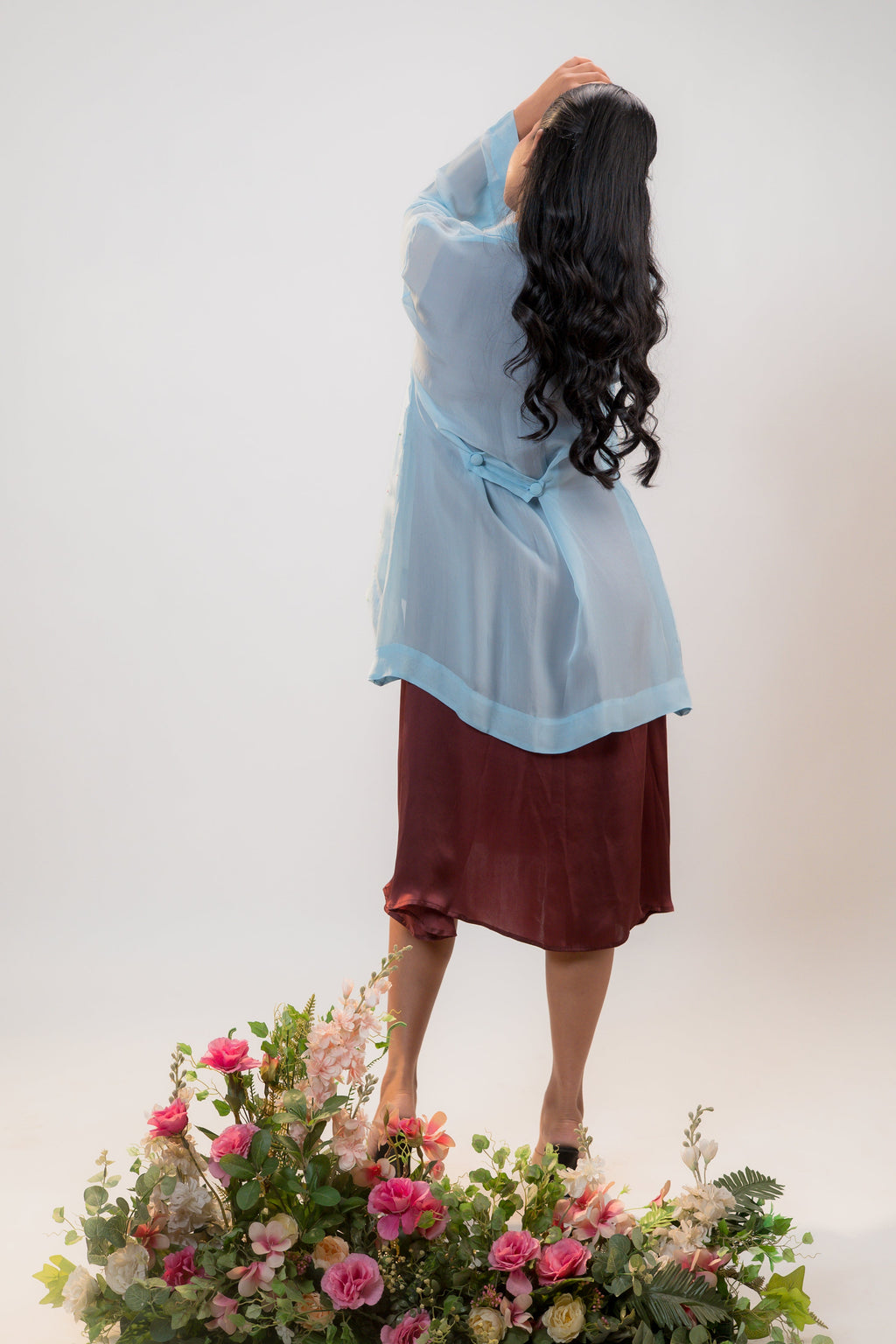 SORA — Mid-Length Jacket in Blue Frost