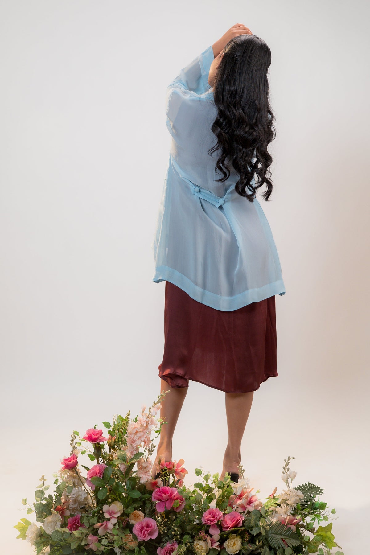 SORA — Mid-Length Jacket in Blue Frost