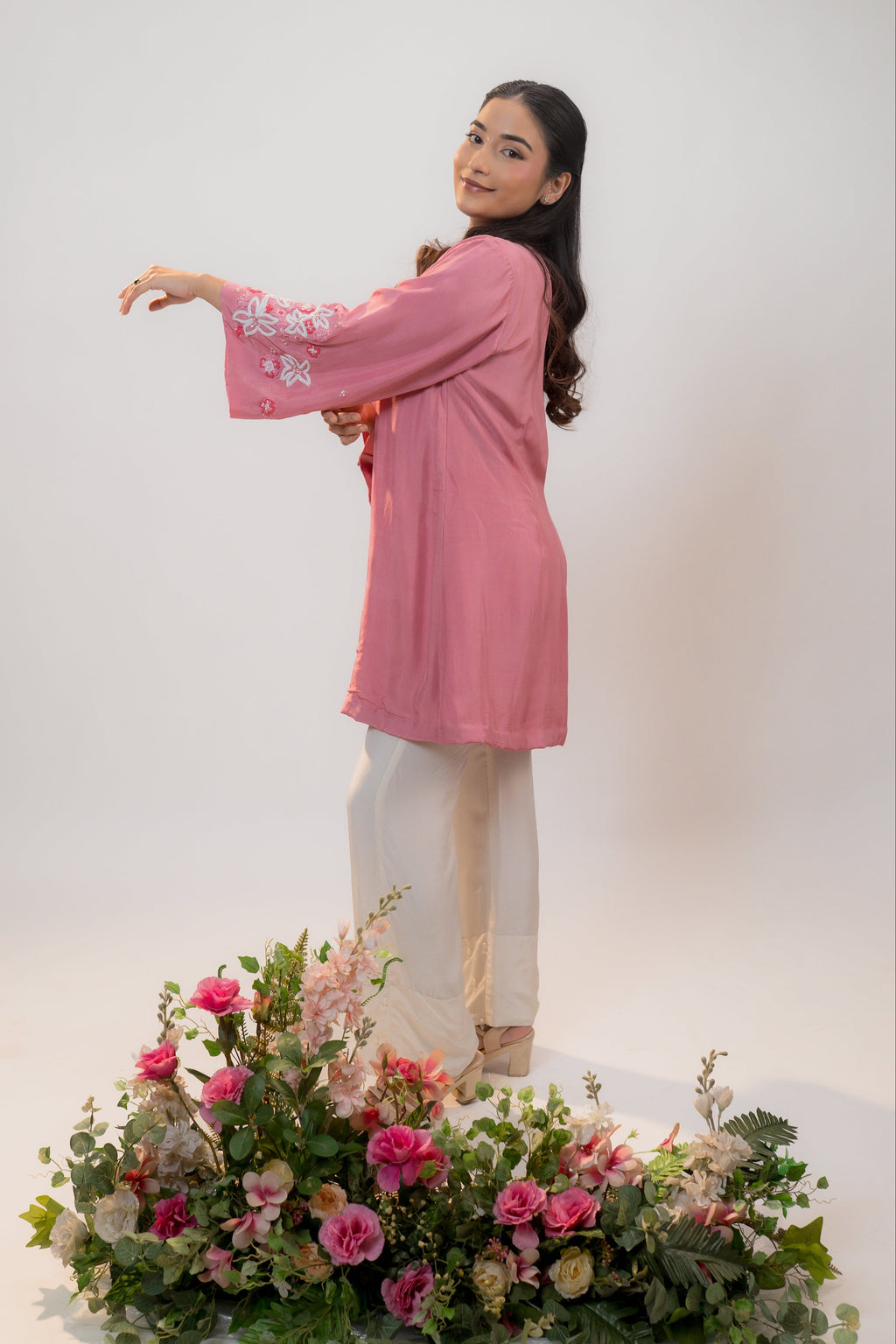 MIRA — Button Front Mini in Rose Pink