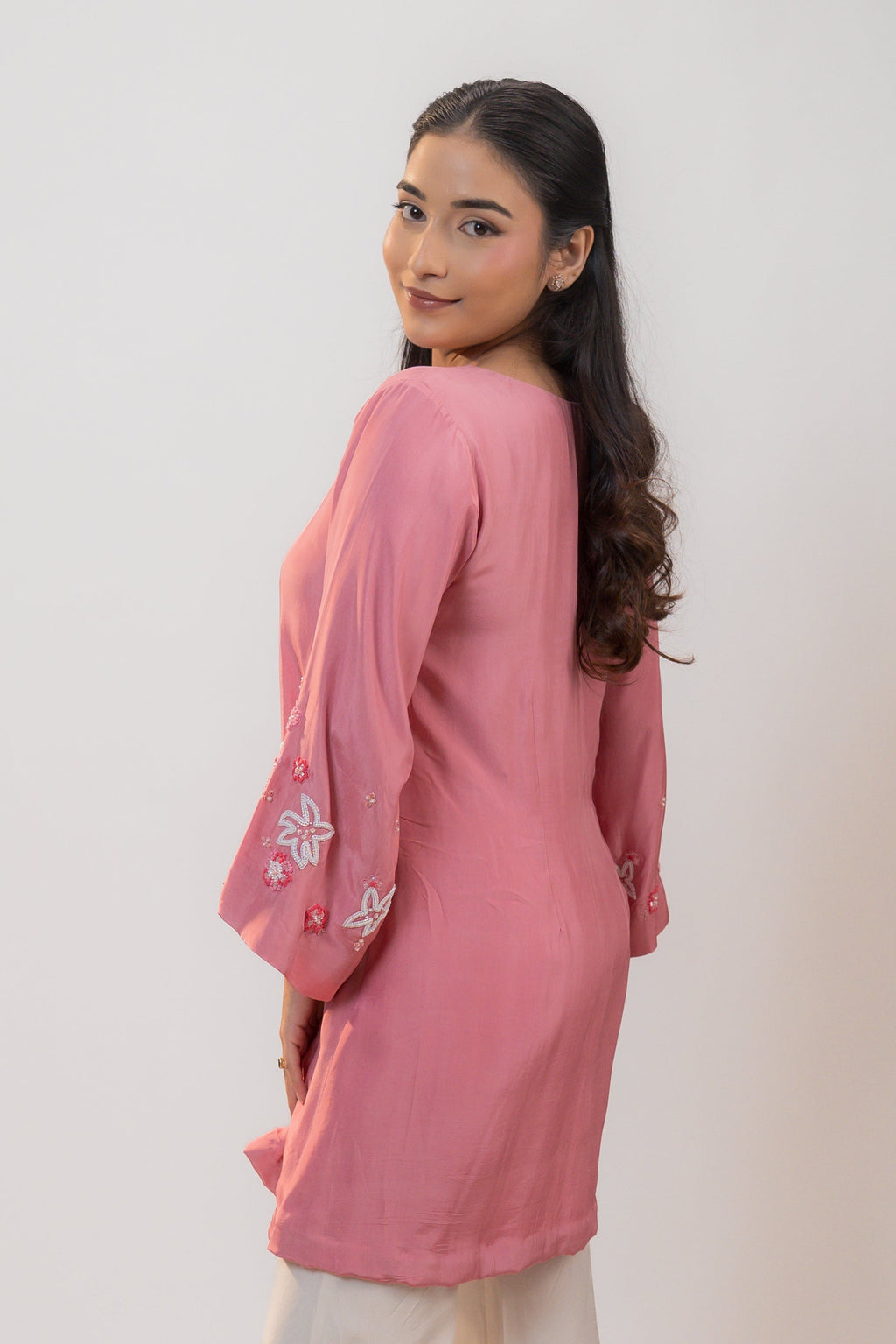 MIRA — Button Front Mini in Rose Pink