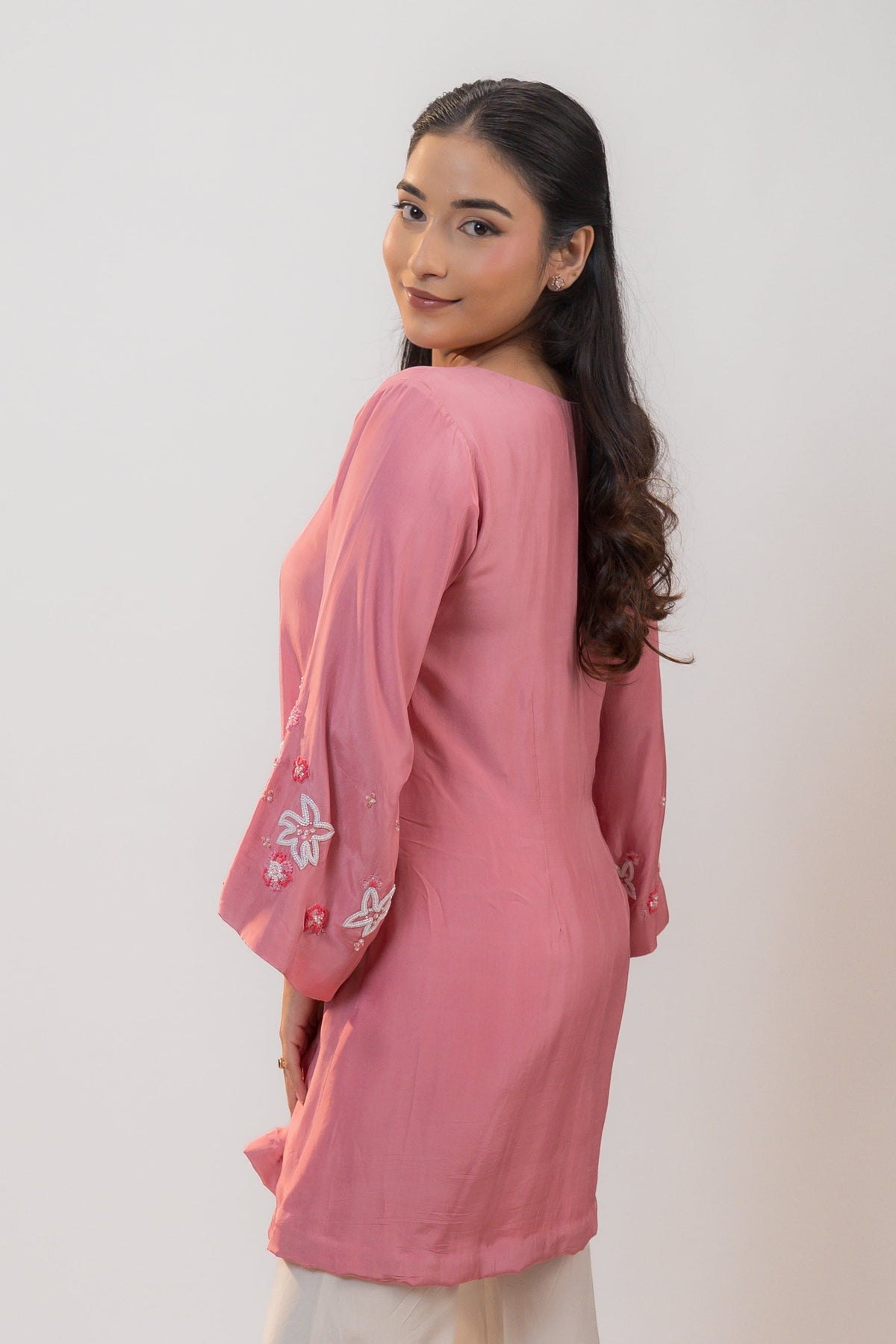MIRA — Button Front Mini in Rose Pink