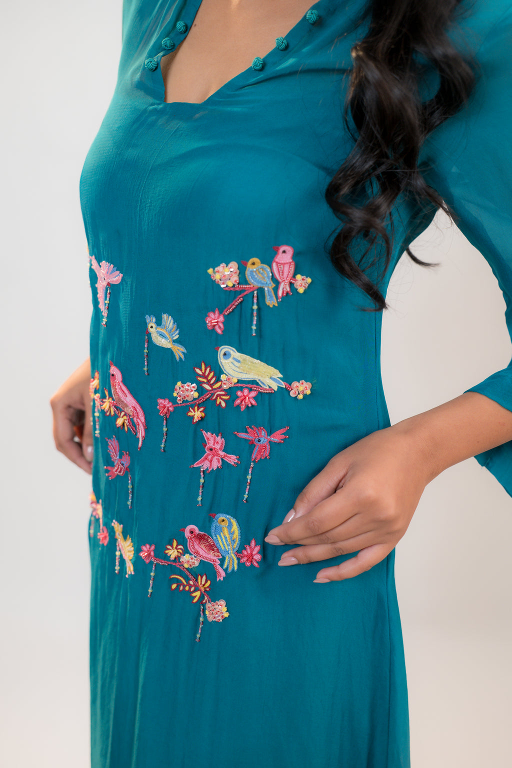 LUNA — Longline Dress in Teal