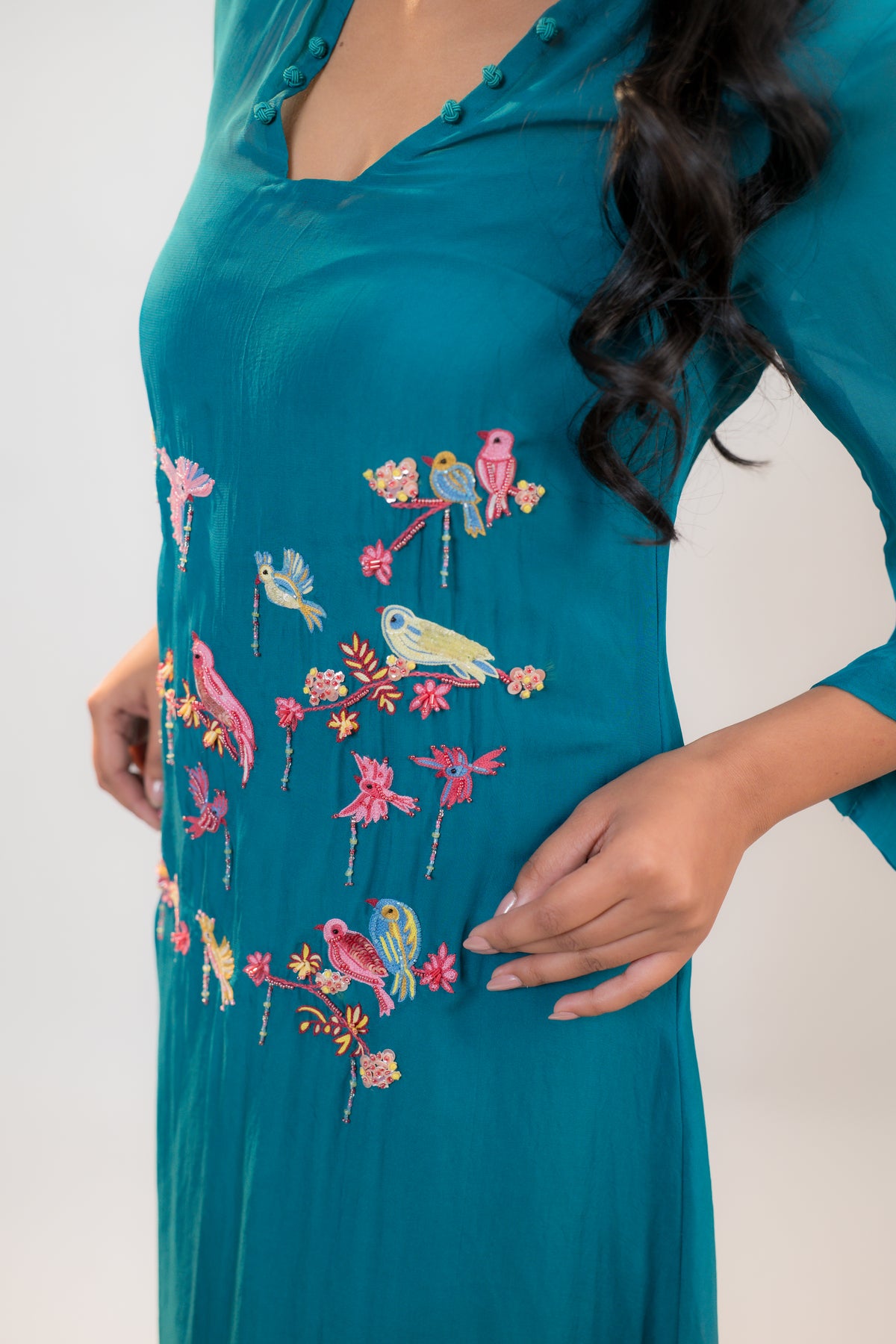 LUNA — Longline Dress in Teal