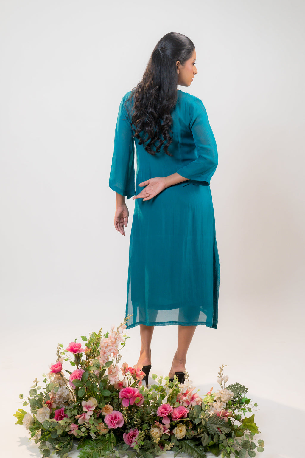 LUNA — Longline Dress in Teal