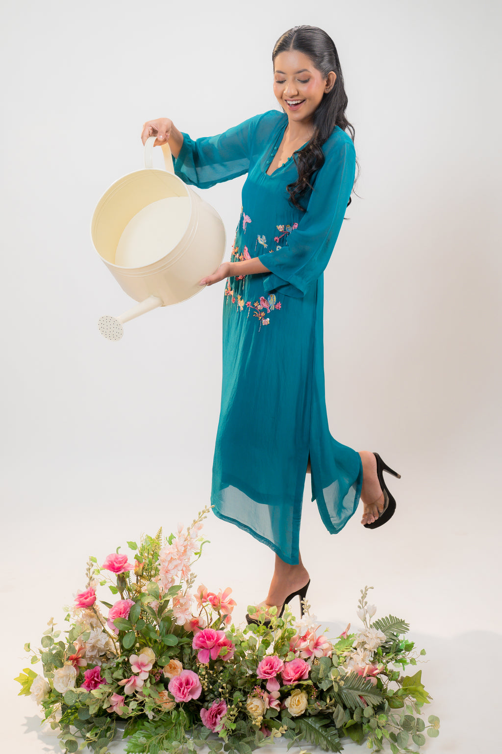 LUNA — Longline Dress in Teal