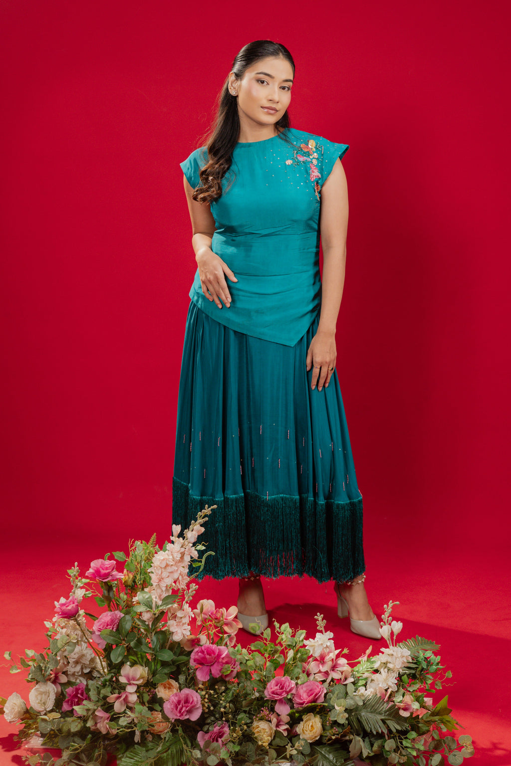 RAYA — Skirt in Deep Teal