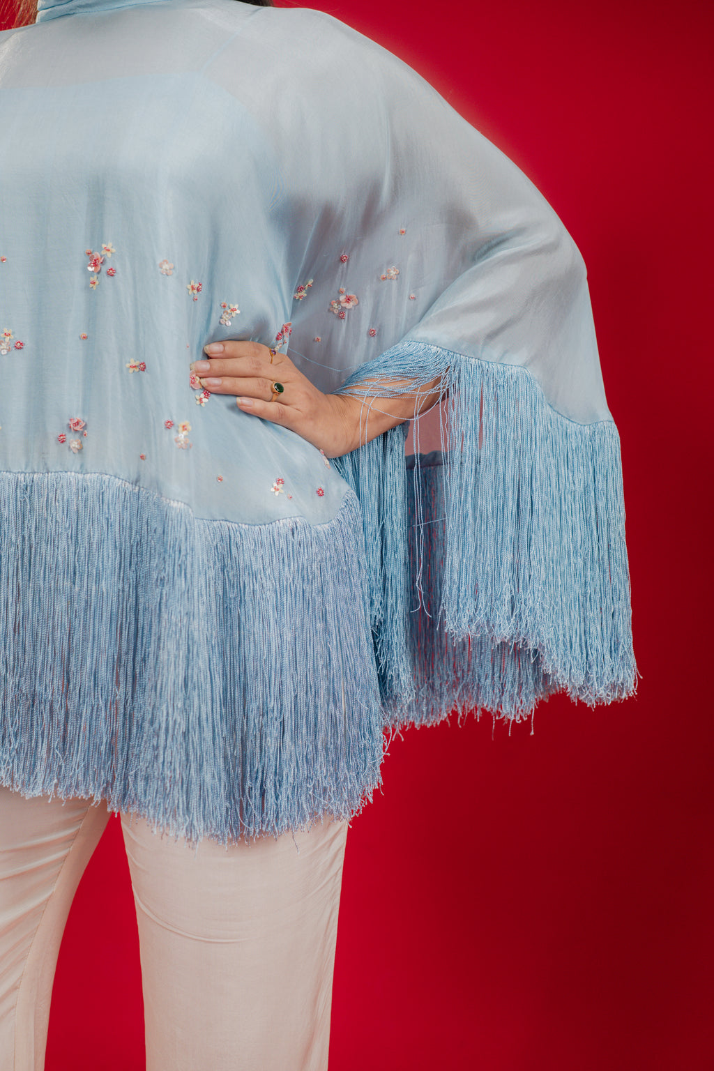 HALO — Fringe Cape in Blue Frost