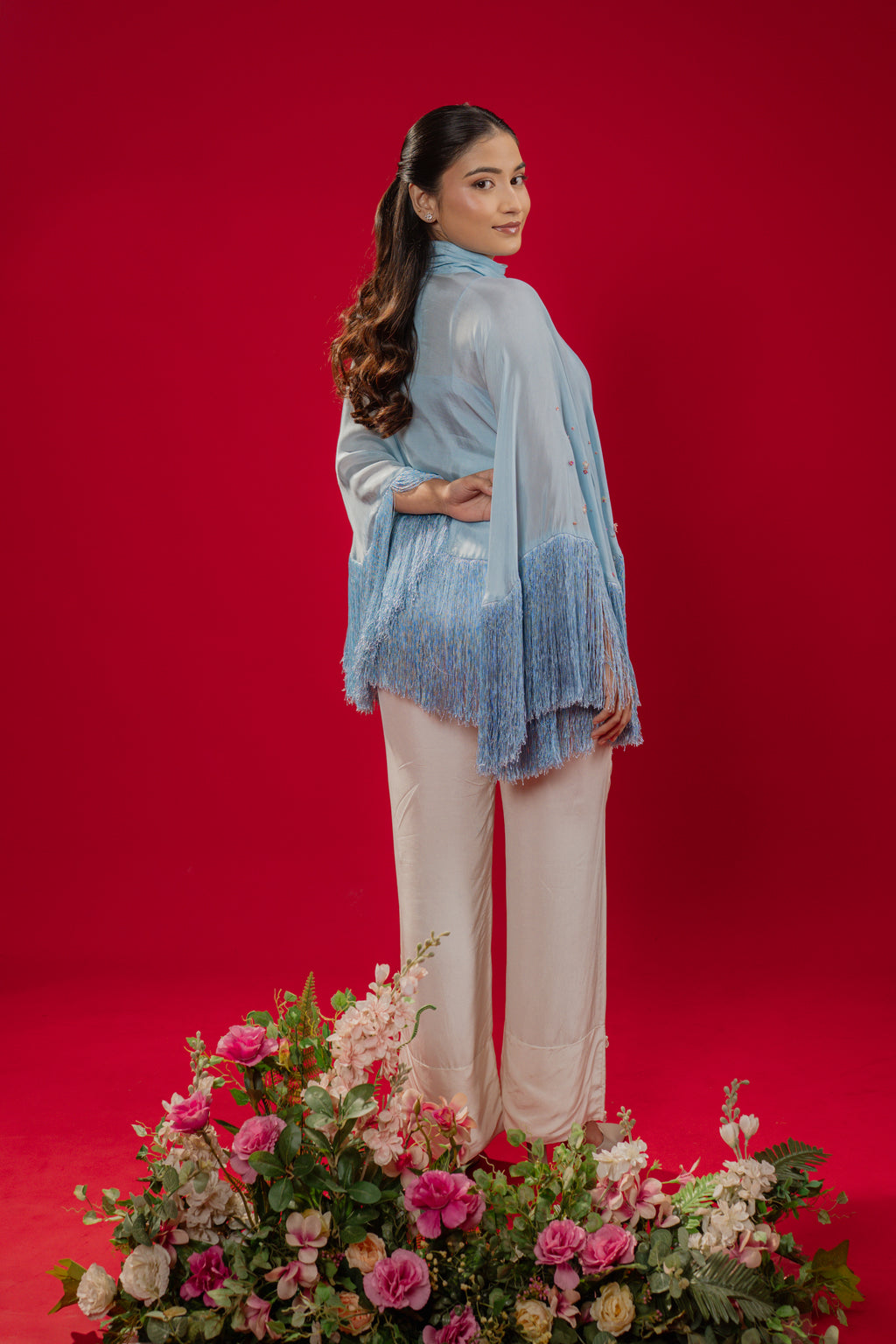 HALO — Fringe Cape in Blue Frost