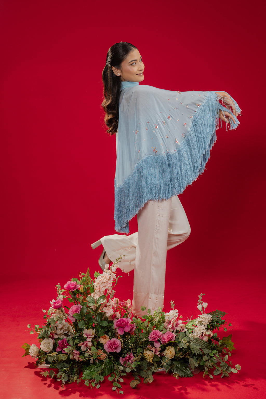HALO — Fringe Cape in Blue Frost