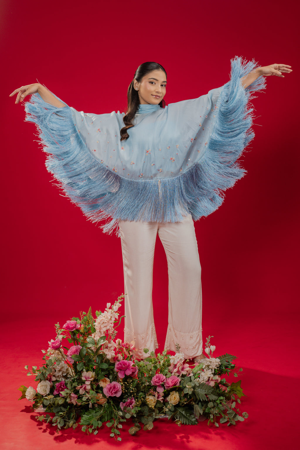 HALO — Fringe Cape in Blue Frost