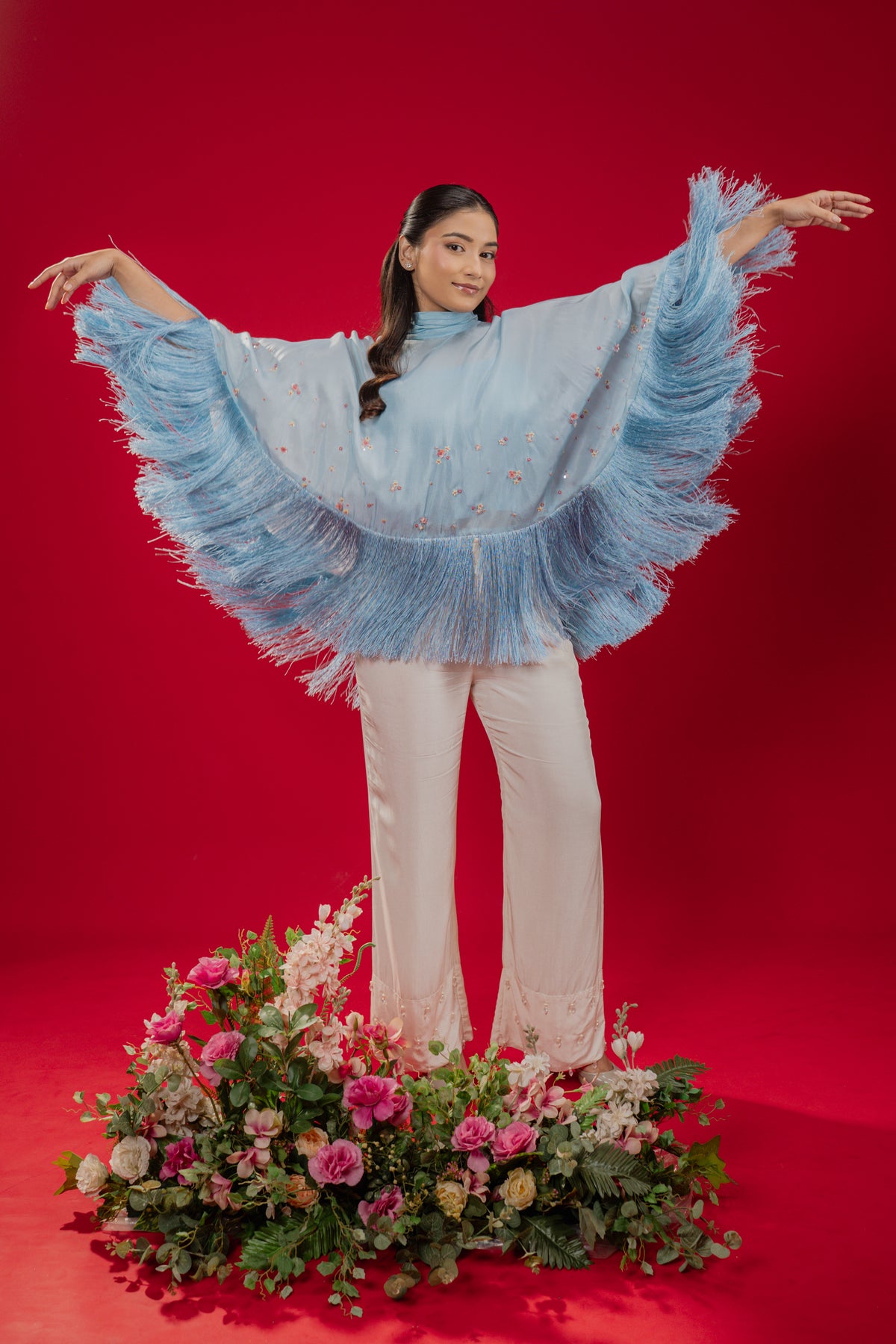 HALO — Fringe Cape in Blue Frost
