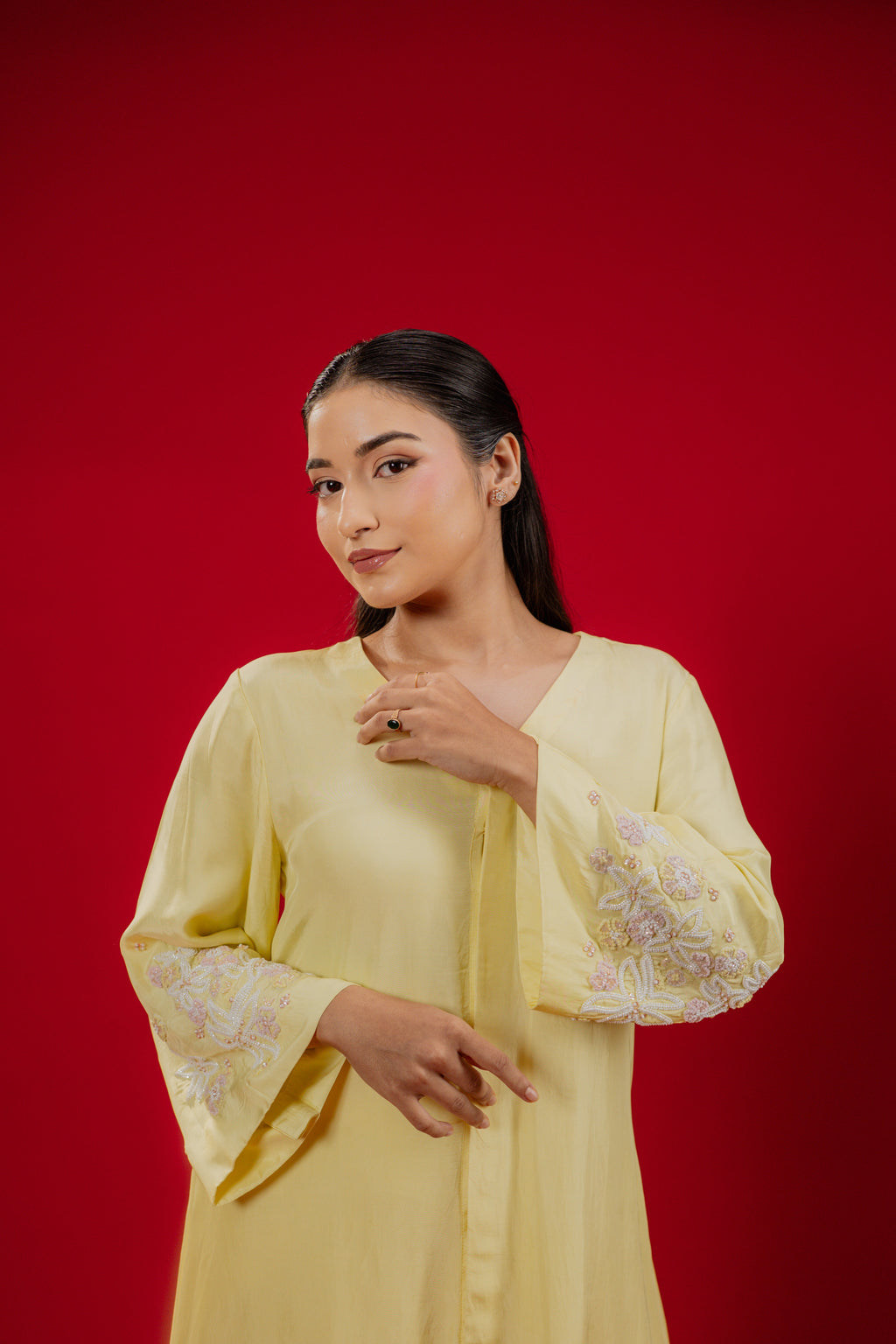 MIRA — Button Front Mini in Light Lemon Yellow