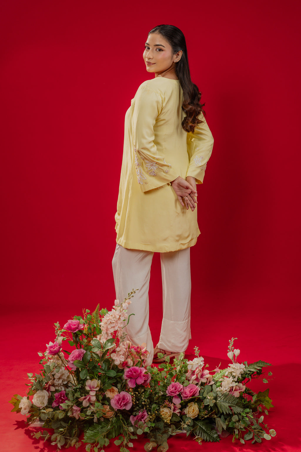 MIRA — Button Front Mini in Light Lemon Yellow
